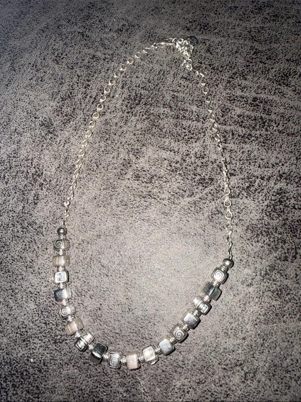 Brighton -Silver-Tone Beaded Necklace with Square Accent Beads - Women Jewelry